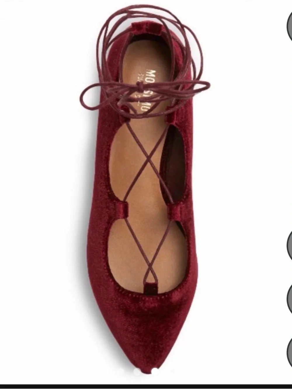 Women's Velvet Lace-Up Flats in Deep Burgundy